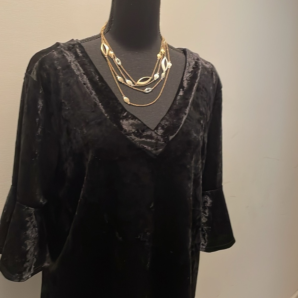 Como Blu Top Women  Size XL Black Velvet Dressy  Edgy Goth Bohemian